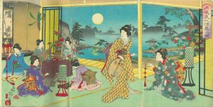 月夜美人清楽之図／延一