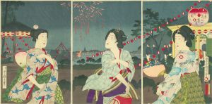 上野公園より不忍花火の夜景／国周　探景