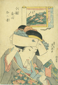 今様美人十二景 うれしそう 東叡山寛永寺／英泉