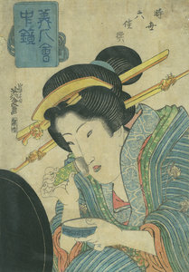 時世六佳撰 美人会中鏡／英泉