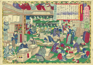 大日本物産図会 東京錦絵製造之図／三代広重画