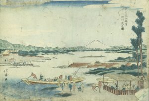 東海道川崎宿六郷川渡之図／北寿