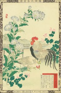 楳嶺花鳥画譜 桔梗 鶏／楳嶺