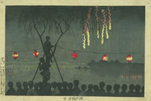 東京名所図 池の端花火／清親